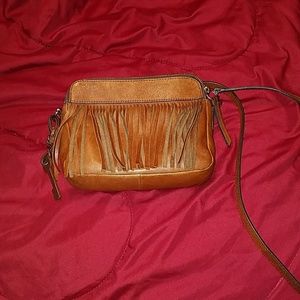 Fossil fringe crossbody